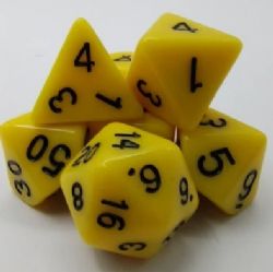 ENSEMBLE DE DÉS POLYÉDRIQUES – OPAQUE – JAUNE AVEC CHIFFRES NOIRS